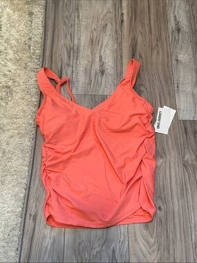 Lands' End Bright Coral Ruched Tankini Top